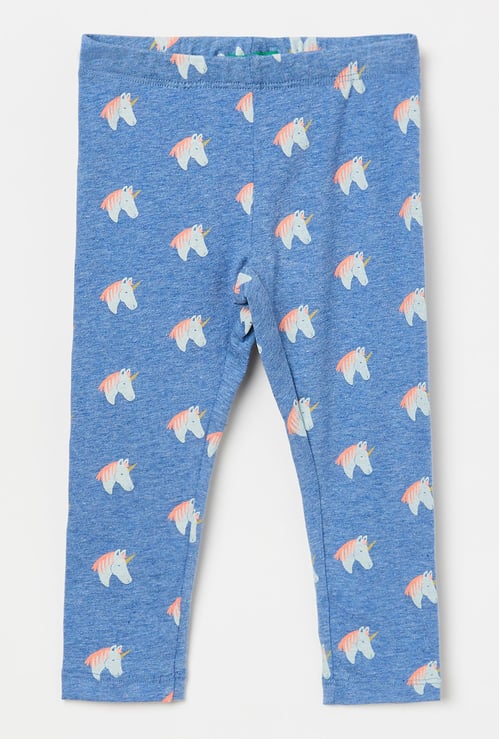 UNITED COLORS OF BENETTON Unicorn Print Heathered Leggings