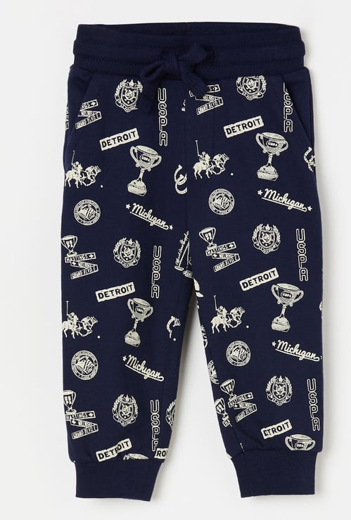 U.S. POLO ASSN. KIDS Printed Joggers with Elasticated Waist