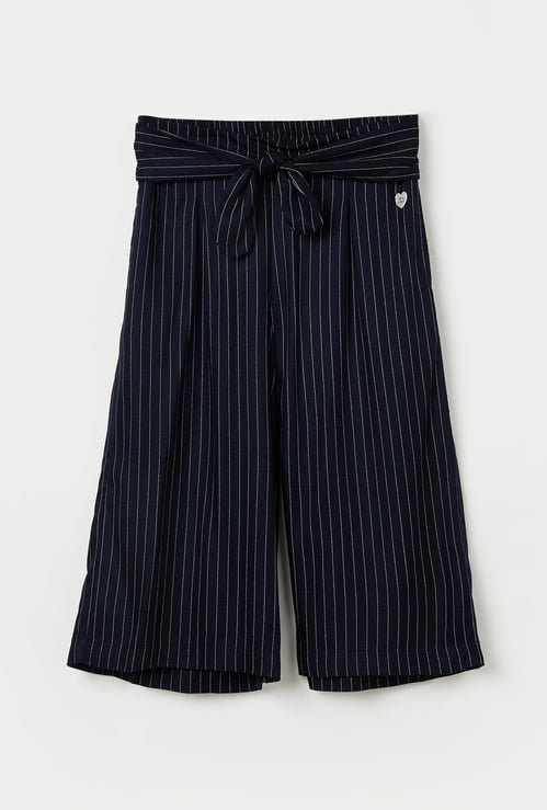 PEPE JEANS Striped Palazzo Pants with Tie-Up