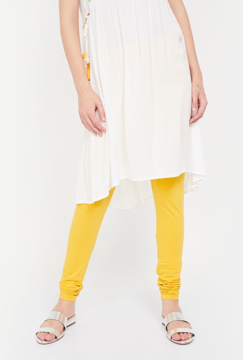 BIBA Solid Skinny Elasticated Churidar