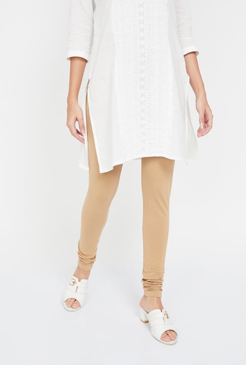 BIBA Solid Elasticated Skinny Churidar