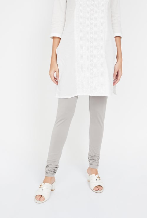 BIBA Solid Elasticated Skinny Churidar
