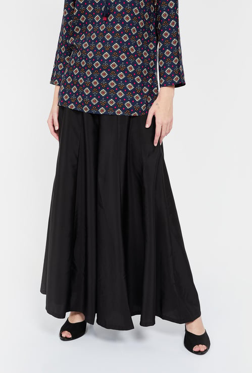 W Solid Flared Palazzos