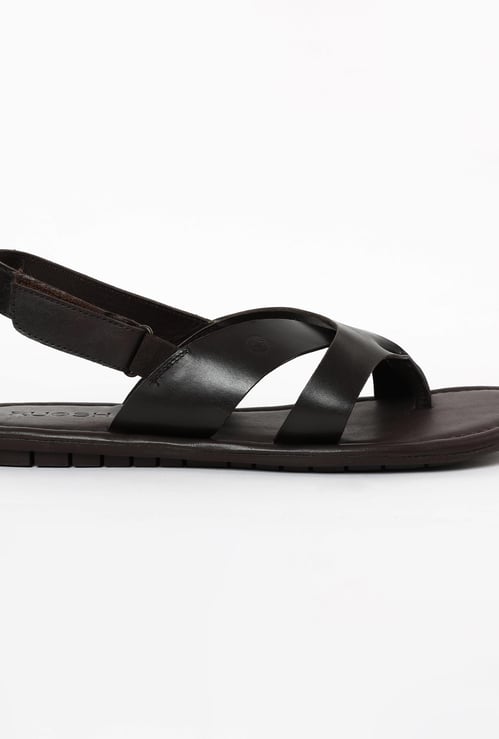RUOSH Solid Cross-Strap Sandals