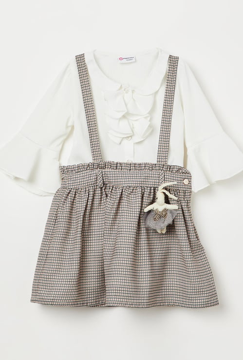 PEPPERMINT Ruffled Neck Shirt with Pinafore Skirt