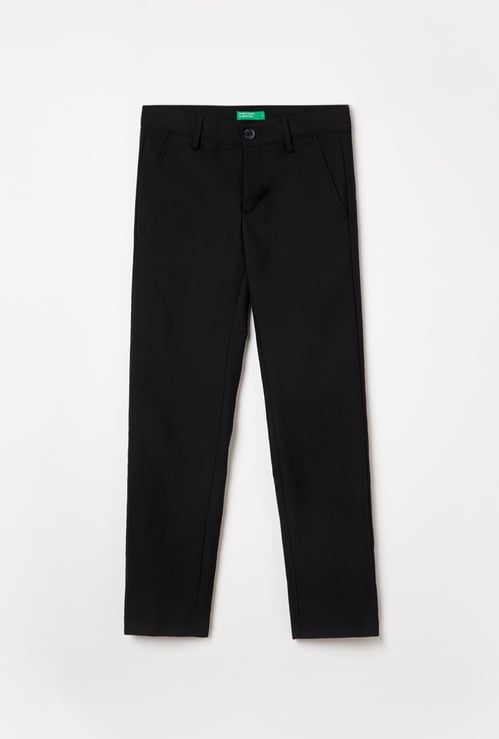 UNITED COLORS OF BENETTON Solid Flat-Front Trousers