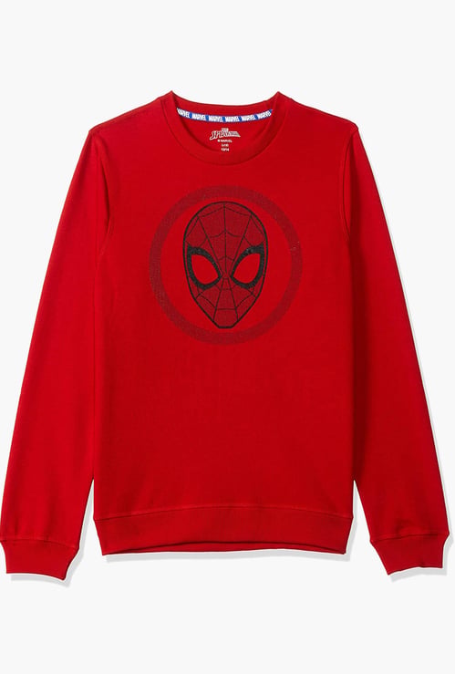 KIDSVILLE Boys Spiderman Print Full Sleeves Sweatshirt