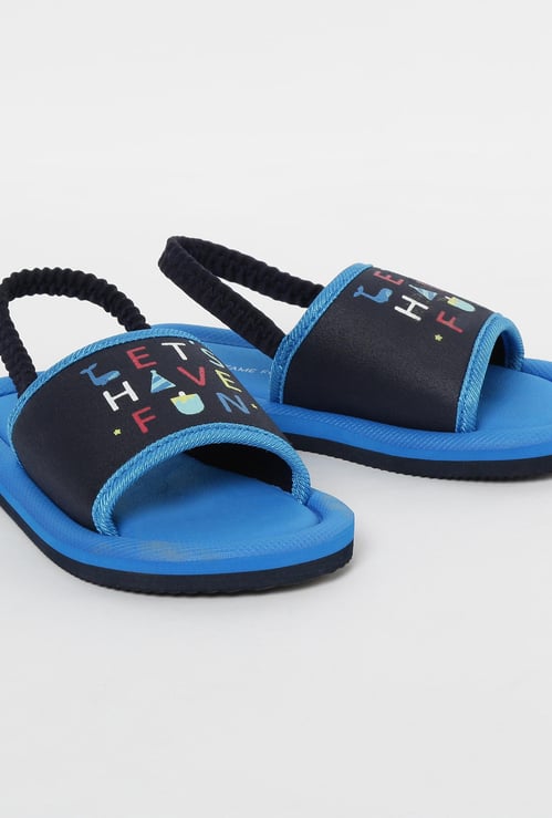 FAME FOREVER Typographic Print Slingback Flat Sandals