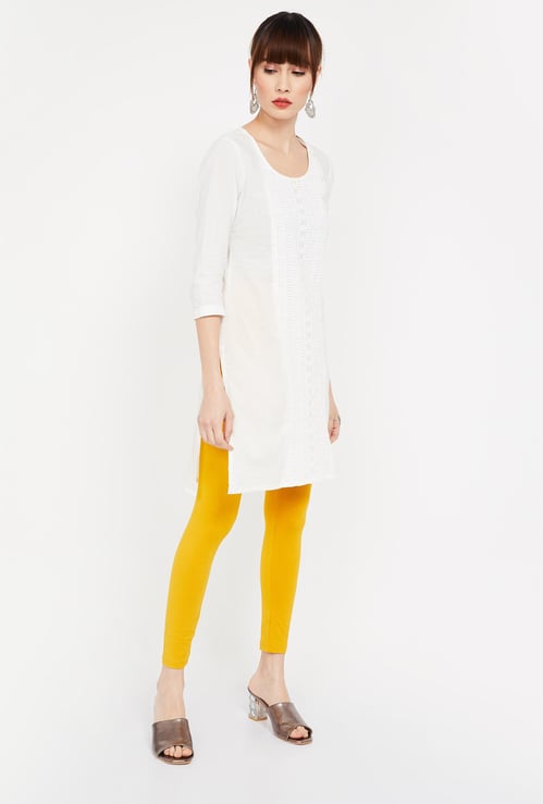 MELANGE Solid Ankle-Length Leggings
