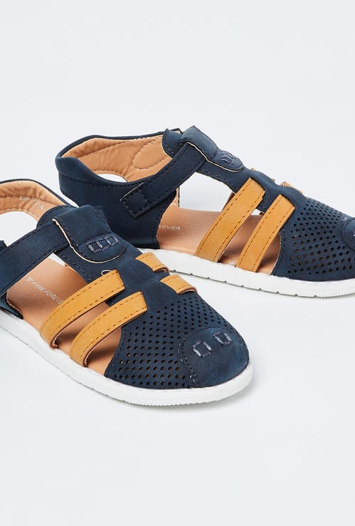 FAME FOREVER Perforated Slingback Sandals with Velcro Closure