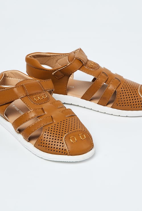 FAME FOREVER Perforated Slingback Sandals with Velcro Closure
