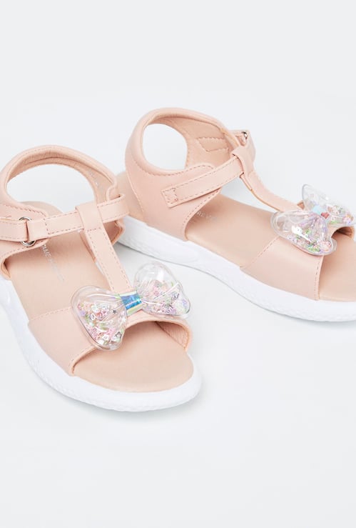 FAME FOREVER Bow Detailed Velcro Strap Sandals