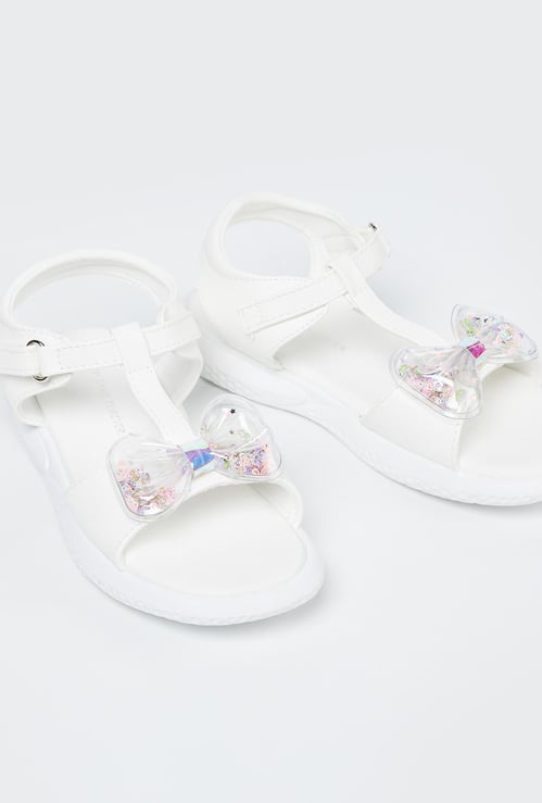 FAME FOREVER Bow Detailed Velcro Strap Sandals