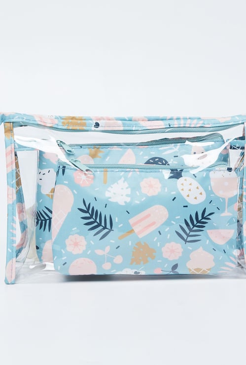 GINGER Printed Zip-Closure Cosmetic Pouch - Set of 3
