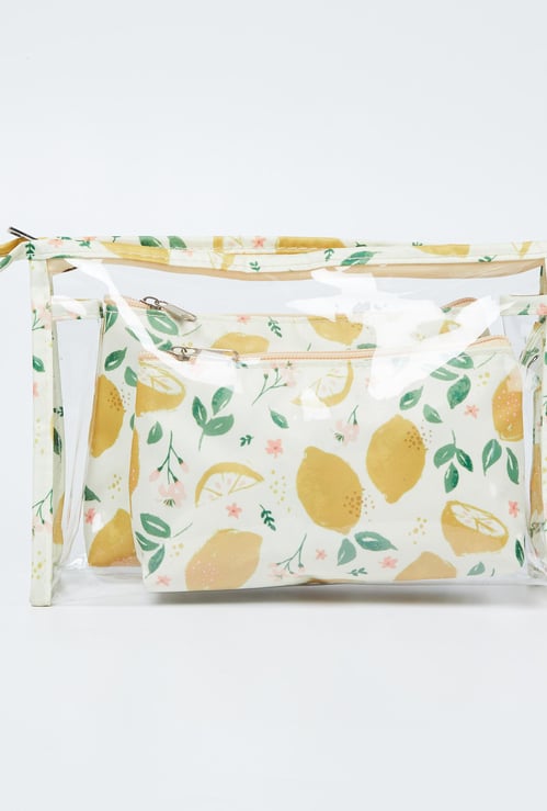GINGER Printed Zip-Closure Cosmetic Pouch - Set of 3