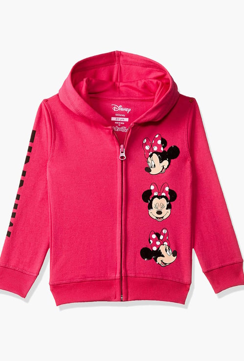 KIDSVILLE Girls Minnie Mouse Print Zip-Front Hoodie