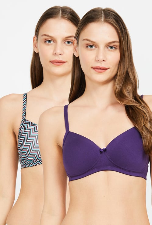 GINGER Women Assorted Padded T-shirt Bra- Pack of 2