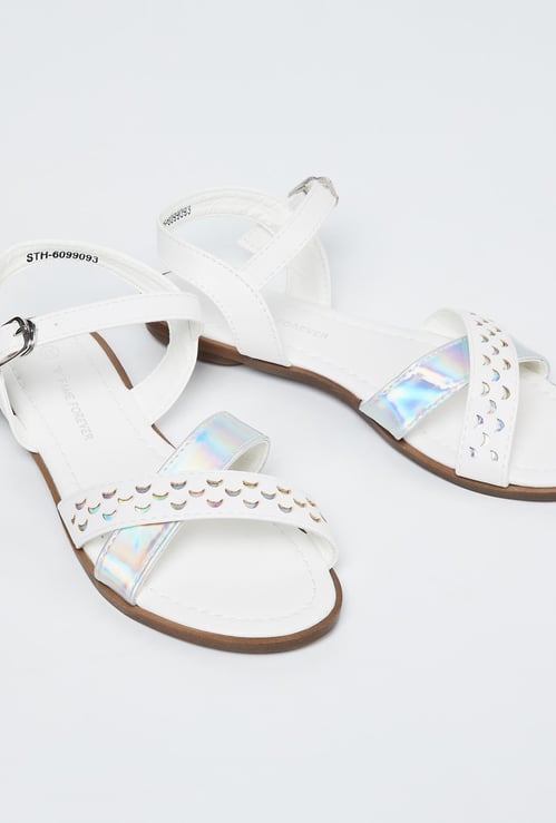 FAME FOREVER Textured Cross-Strap Sandals