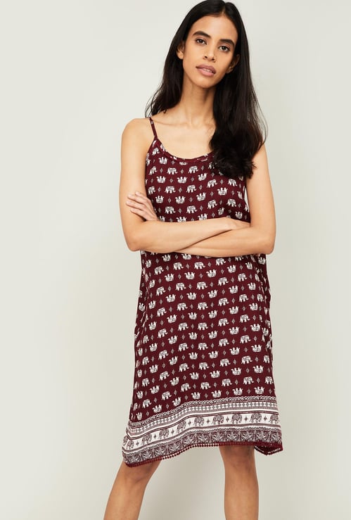 GINGER Women Printed Sleeveless Night Dress