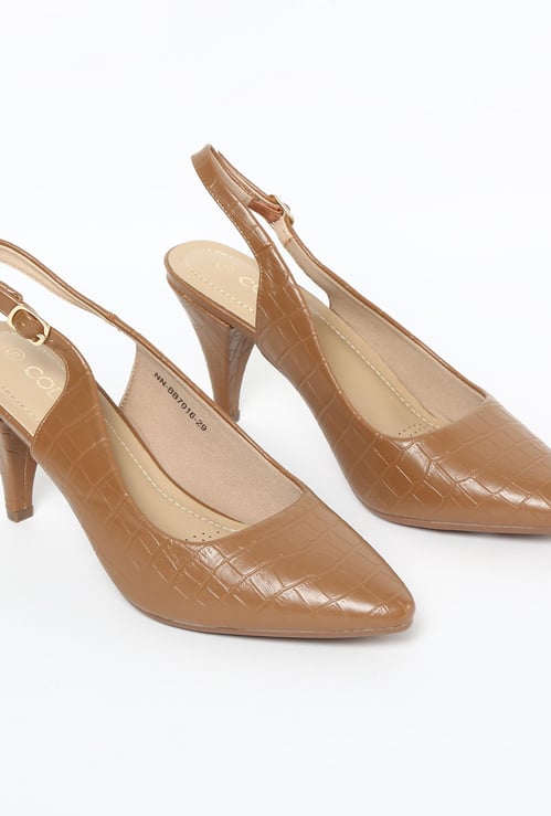 CODE Textured Pointed Toe Heels