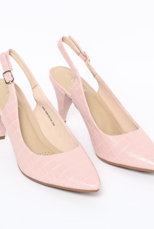 CODE Textured Pointed Toe Heels