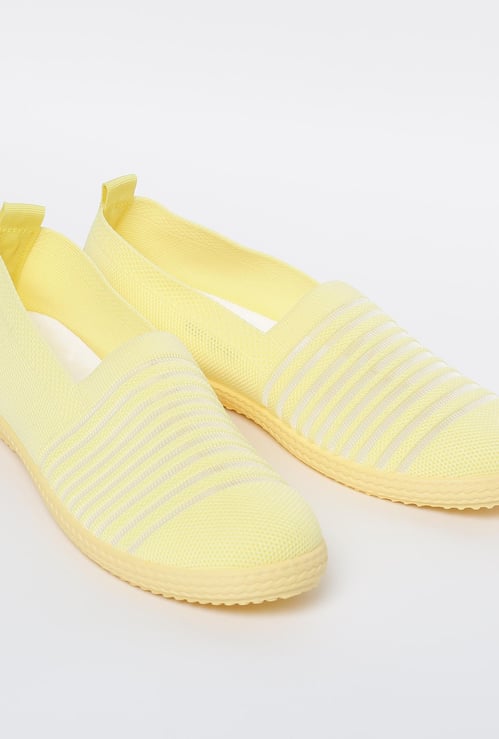 GINGER Textured Sock-Knit Slip-On Shoes