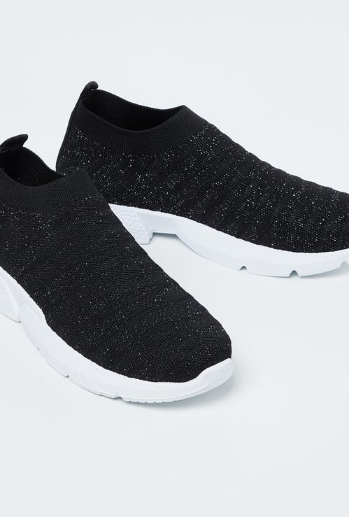 GINGER Textured Sock-Knit Slip-On Shoes