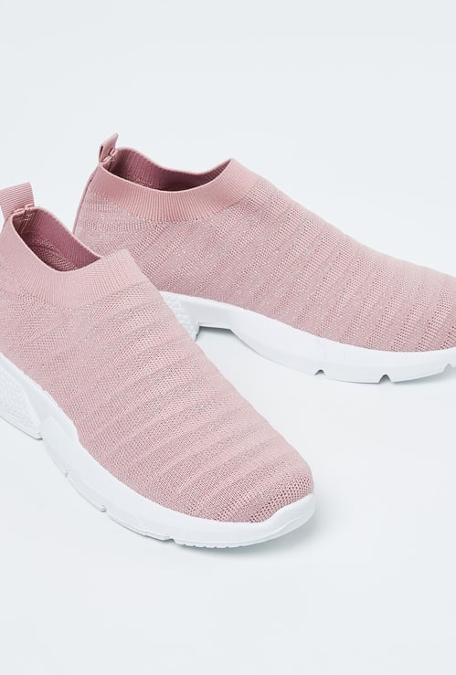 GINGER Textured Sock-Knit Slip-On Shoes