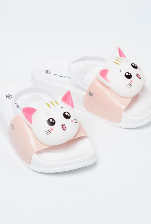 FAME FOREVER Flat Sandals with Kitten Applique
