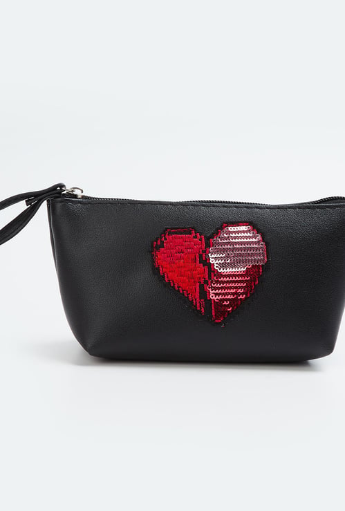 GINGER Embellished Zip-Closure Cosmetic Pouch