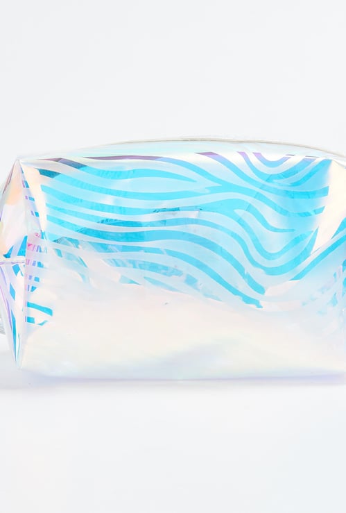 GINGER Chrome Sheen Zip-Closure Cosmetic Pouch