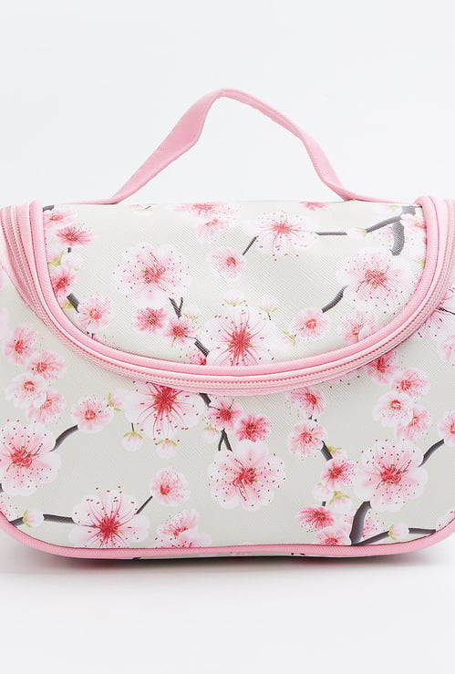 GINGER Floral Print Zip-Closure Cosmetic Pouch