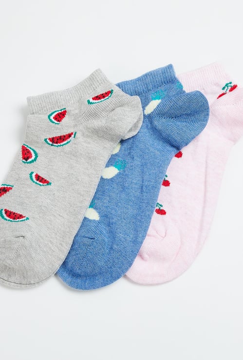 GINGER Women Patterned Knit Ankle Socks - Pack of 3