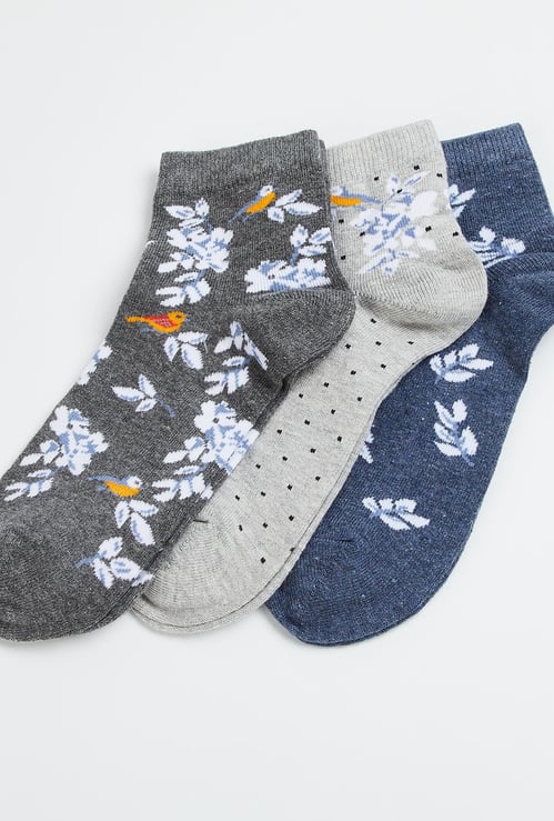 GINGER Women Patterned Knit Ankle Socks - Pack of 3