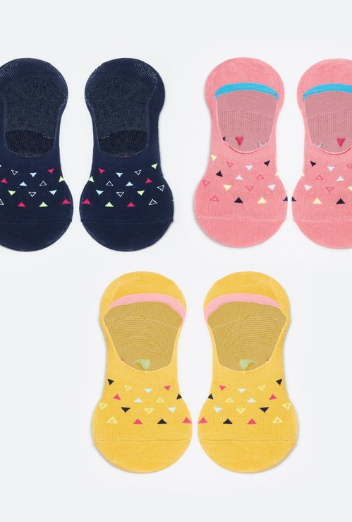 GINGER Women Patterned Knit No-Show Socks - Pack of 3