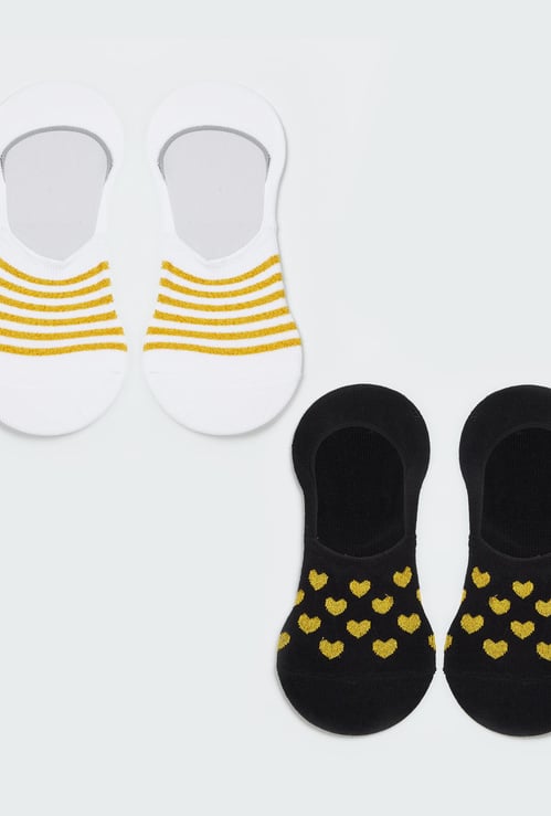 GINGER Women Pattened Knit No-Show Socks - Pack of 2