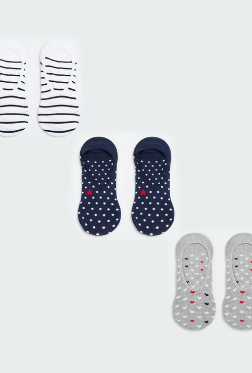 GINGER Women Patterned Knit No-Show Socks - Pack of 3