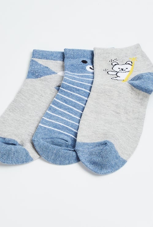 FAME FOREVER Boys Patterned Ankle-Length Socks - Pack of 3 Pairs