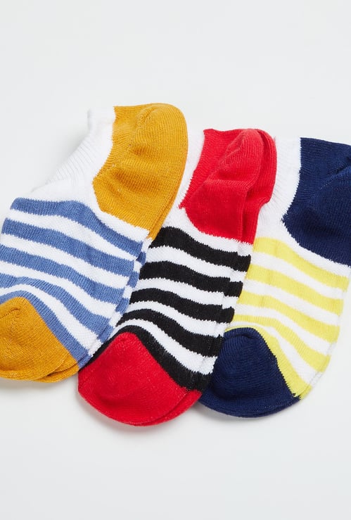 FAME FOREVER Boys Striped Ankle-Length Socks - Pack of 3 Pairs
