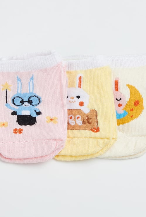 FAME FOREVER Girls Patterned Ankle-Length Socks - Pack of 3 Pairs