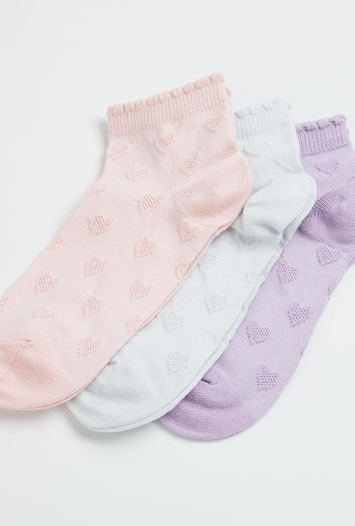 FAME FOREVER Girls Patterned Ankle-Length Socks - Pack of 3 Pairs