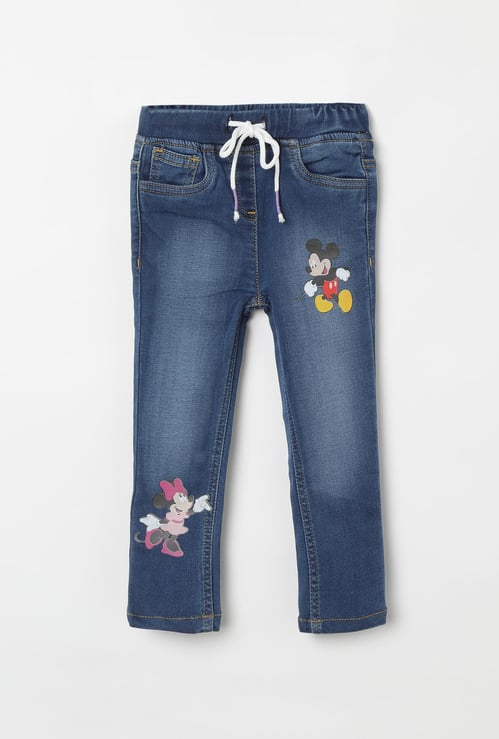 JUNIORS Mickey Mouse Print Slim Fit Jeans
