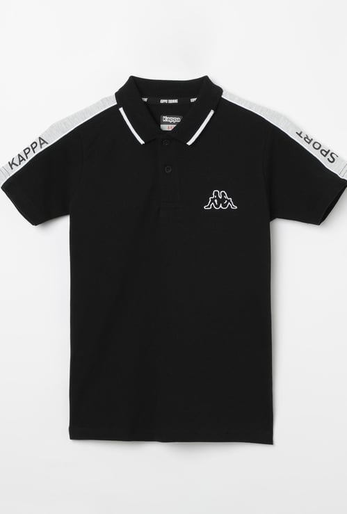 KAPPA Hydroway Typographic Print Colourblock Polo T-shirt