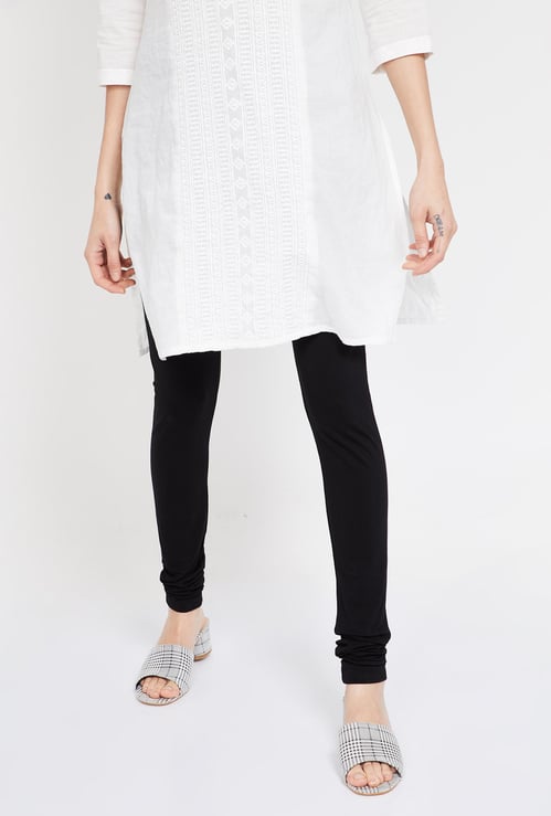 MELANGE Solid Knitted Churidar