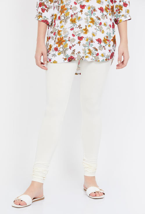 MELANGE Solid Knitted Churidar