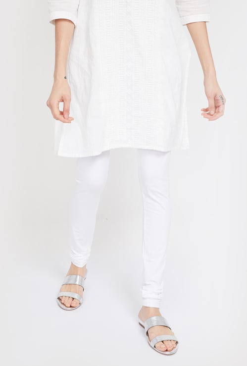 MELANGE Solid Knitted Churidar
