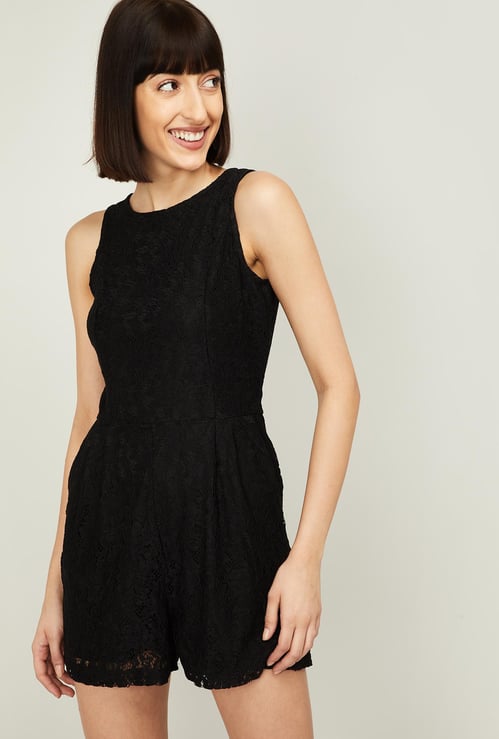 GINGER Women Floral Lace Sleeveless Playsuit