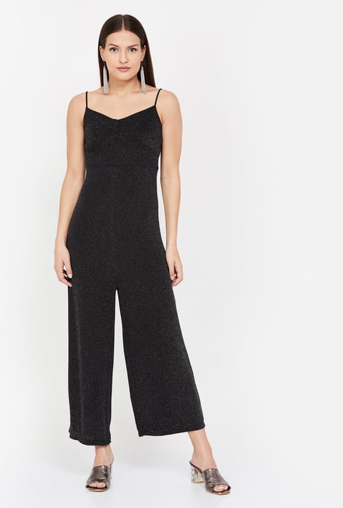 GINGER Textured Sleeveless Ankle-Length Jumpsuit