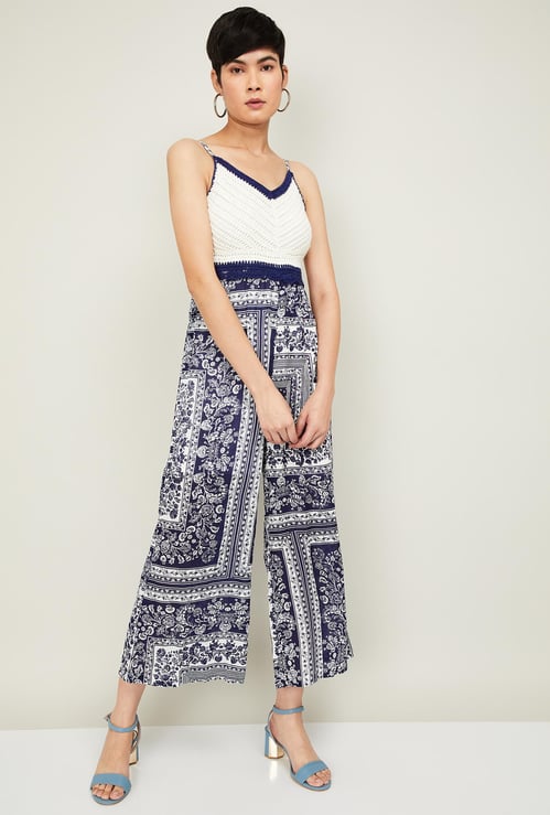 GINGER Women Printed Cropped Jumpsuit with Spaghetti Straps