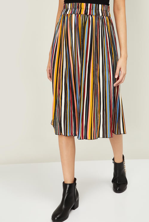 GINGER Women Striped A-line Midi Skirt